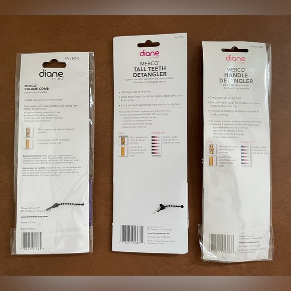 Diane by Fromm assortment of 3! Essential hair pick picks detangling combs NWT - Picture 5 of 5